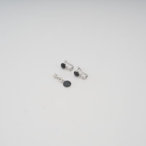 AGOR 925 Sterling Silver Black CZ Diamond Jewellery Set | Elegant Earrings & Pendant