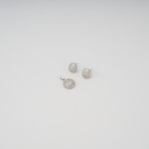 AGOR 925 Sterling Silver Circular CZ Diamond Pendant Set | Stud Earrings & Pendant