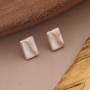 AGOR 925 Silver White Enamel Rectangle Stud Earrings