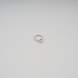 AGOR 925 Sterling Silver Adjustable Solitaire Ring | Classic Sparkling CZ Diamond Free-Size Women's Ring